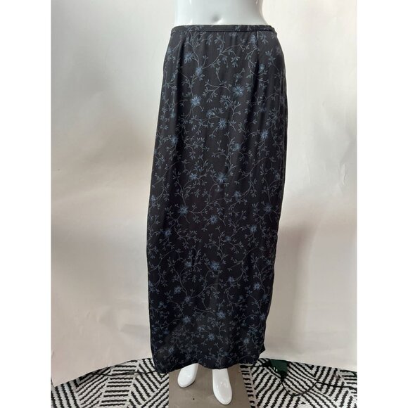 Old Navy Womens Black & Blue Floral Rayon Maxi Skirt Size 4 - Picture 6 of 16